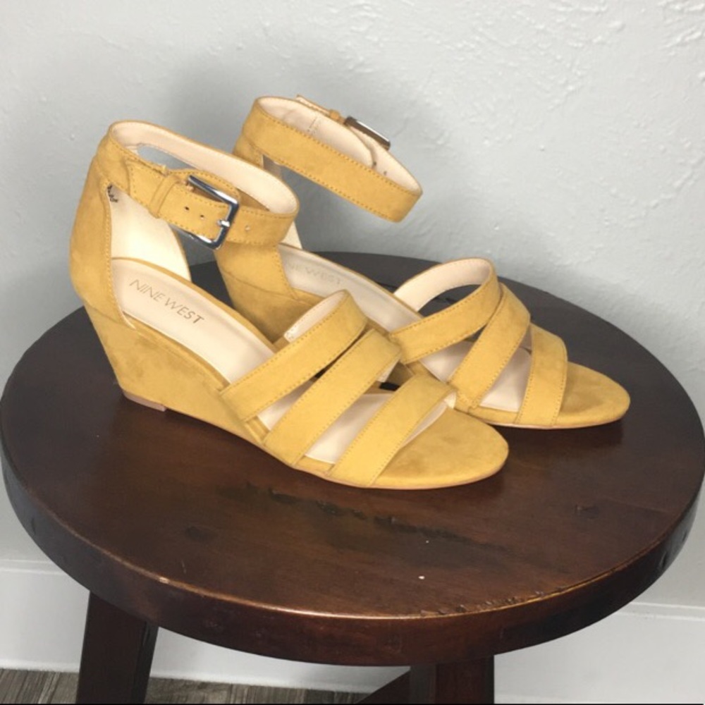 Boho Chic Mustard Yellow Nine West Wedges